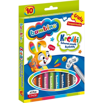 Kredki 10 kolorów Bambino w oprawie drewnianej